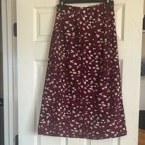 Heartloom Burgundy Floral A-Line Skirt